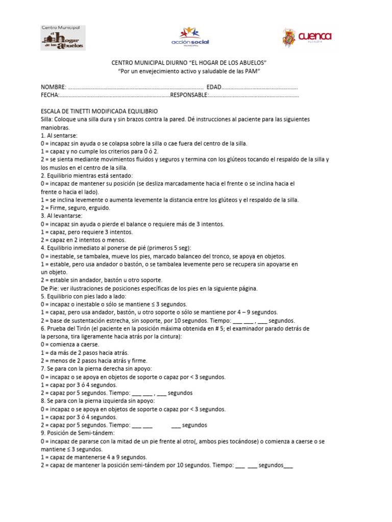 Escala tinetti escala de marcha y equilibrio pdf