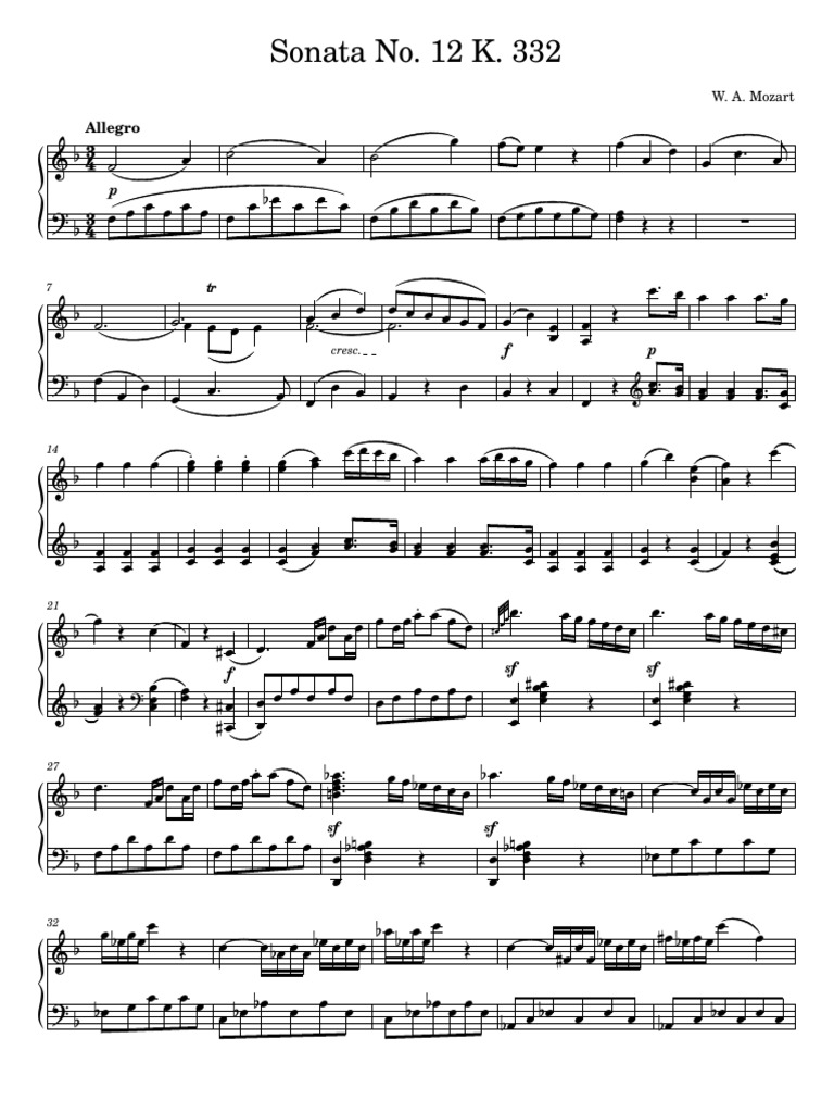 mozart piano sonata no 12 f major