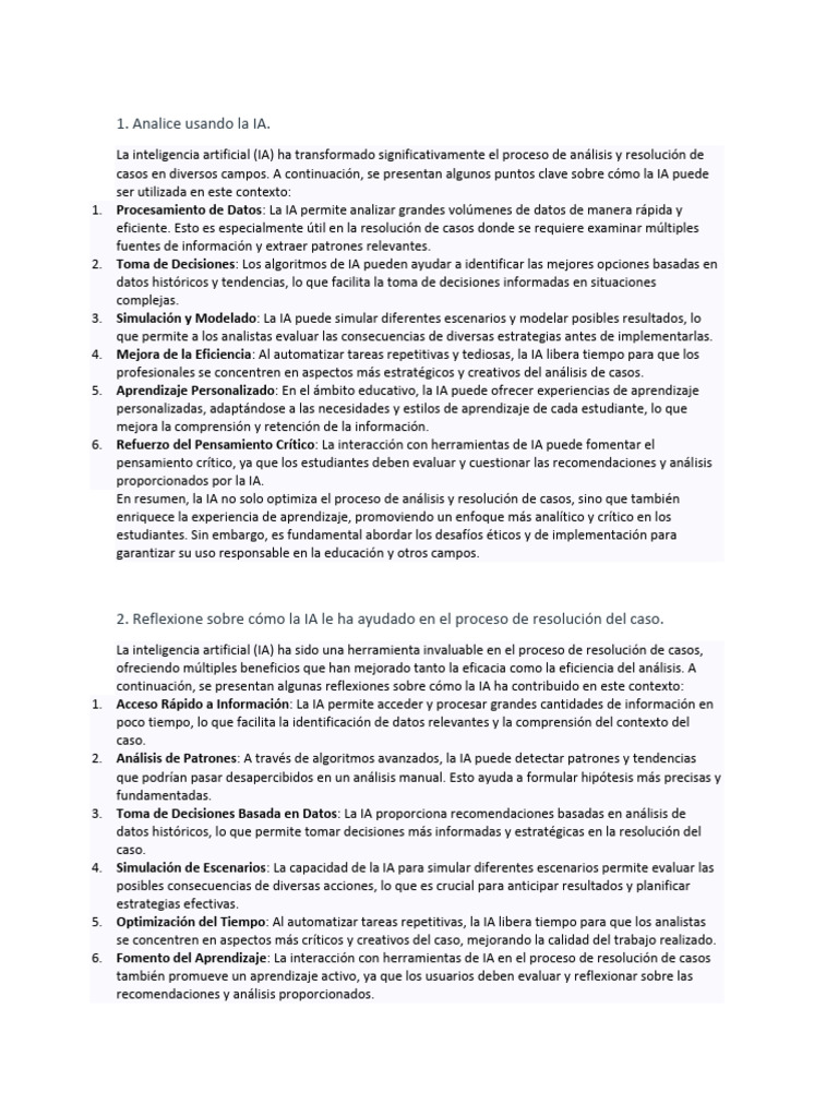 IA en Análisis y Resolución de Casos | PDF | Inteligencia artificial ...