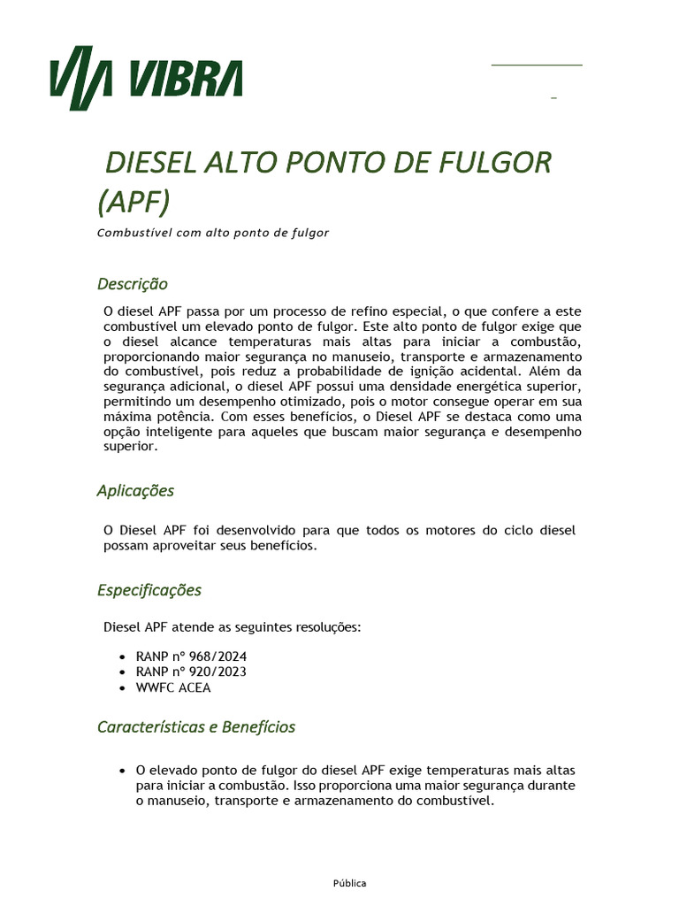 Folheto Diesel APF | PDF