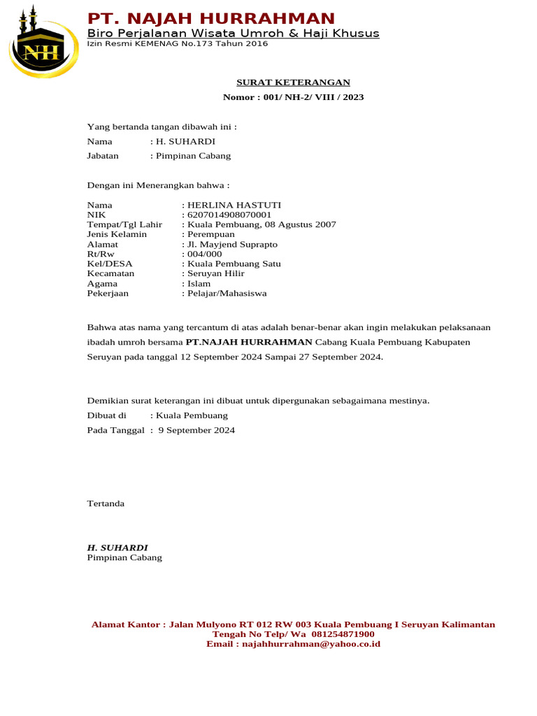 SURAT IJIN UMROH | PDF