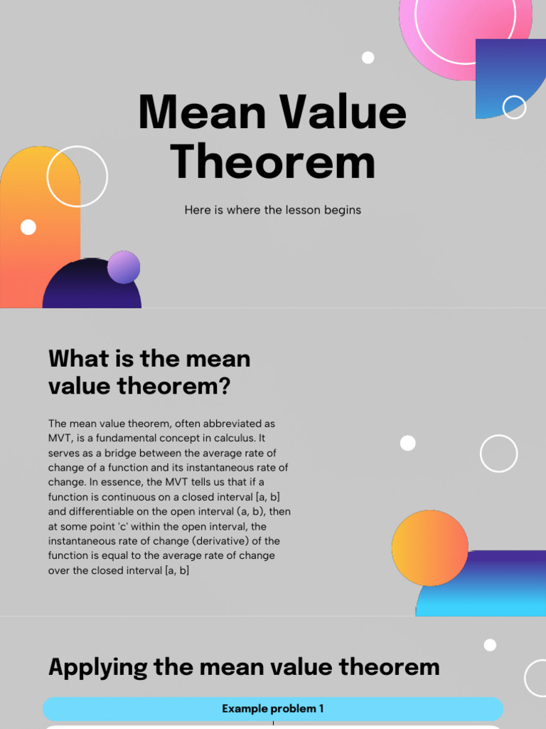 EN Mean Value Theorem by Slidesgo | PDF