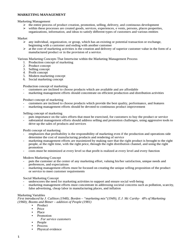 Comprehensive Guide to Marketing Management | PDF | Marketing | Business