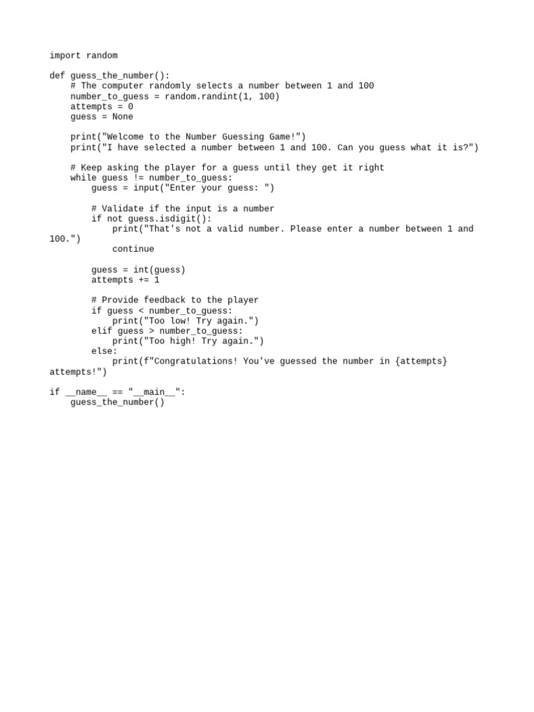 Number guess game | PDF