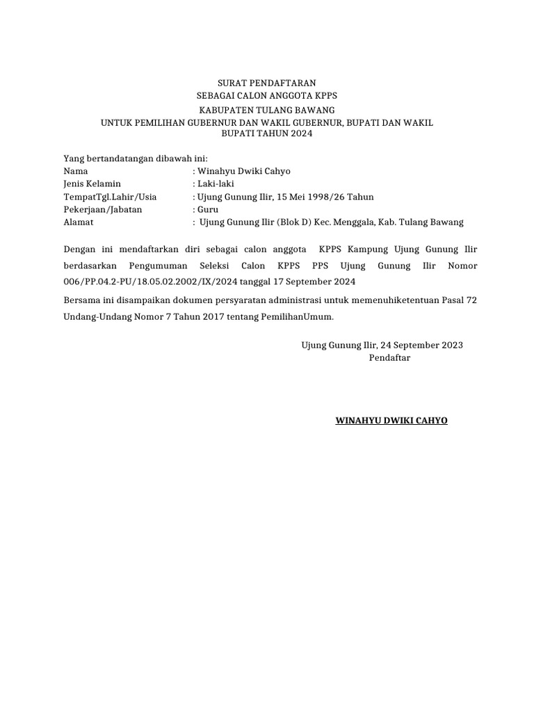 Dokumen Persyaratan KPPS - 1 | PDF