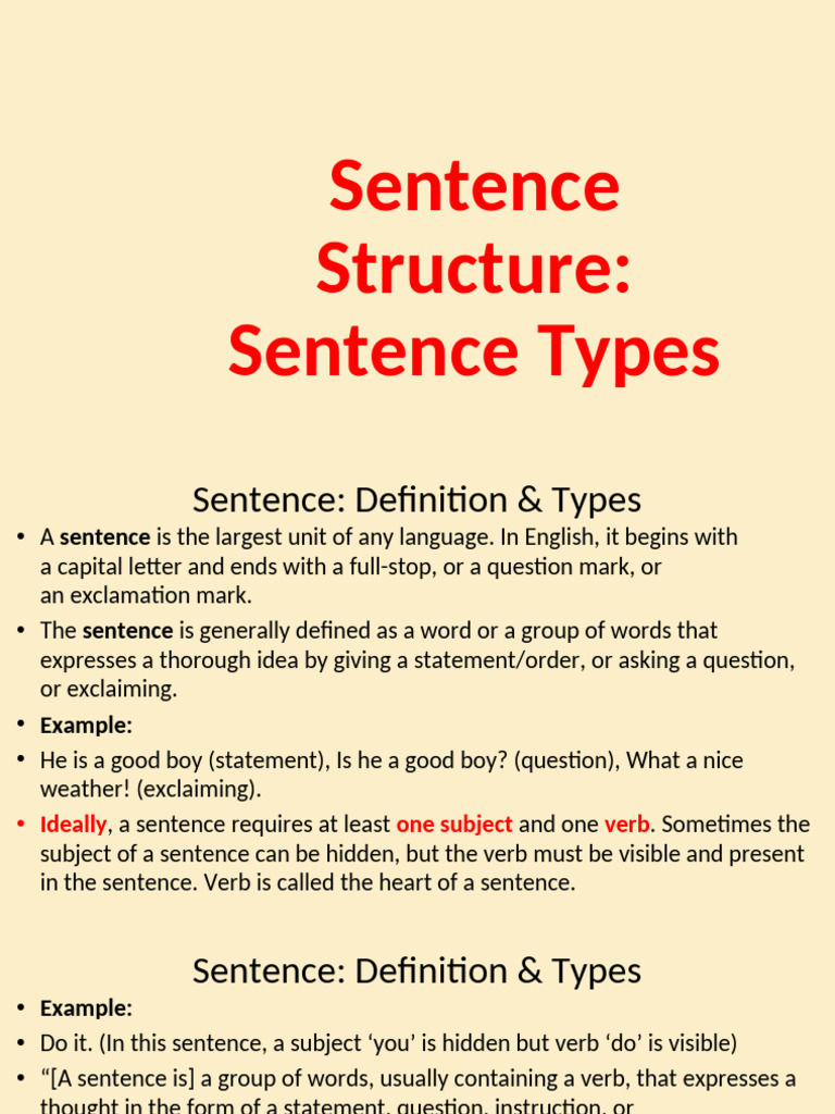 Sentence Structure Types | PDF | Subject (Grammar) | Foreign Language  Studies