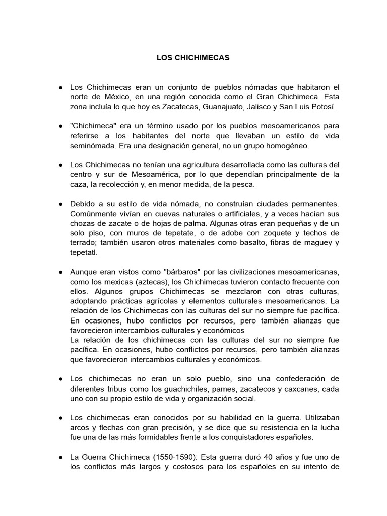 Información Clave Cultura Chichimeca | PDF
