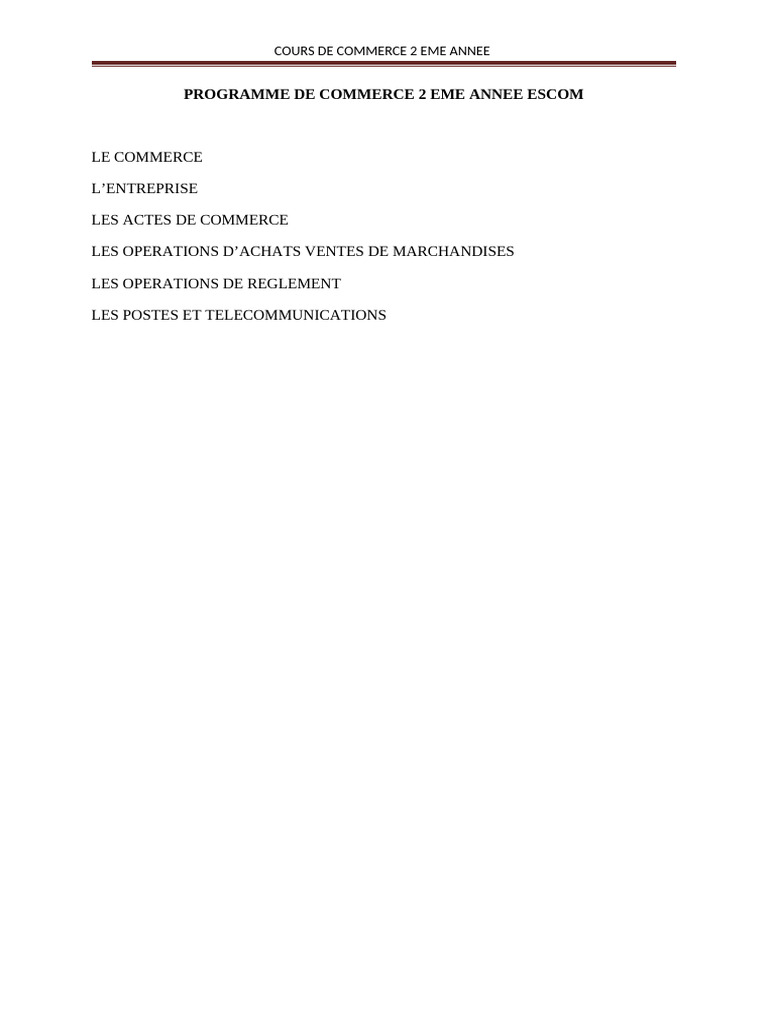 COMMERCE 2 EME ANNEE ESCOM Réparé | PDF
