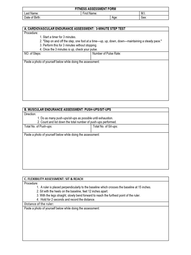 Fitness Assessment Form | PDF