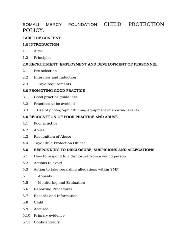SMF Child Protection Policy | PDF | Bullying | Child Abuse