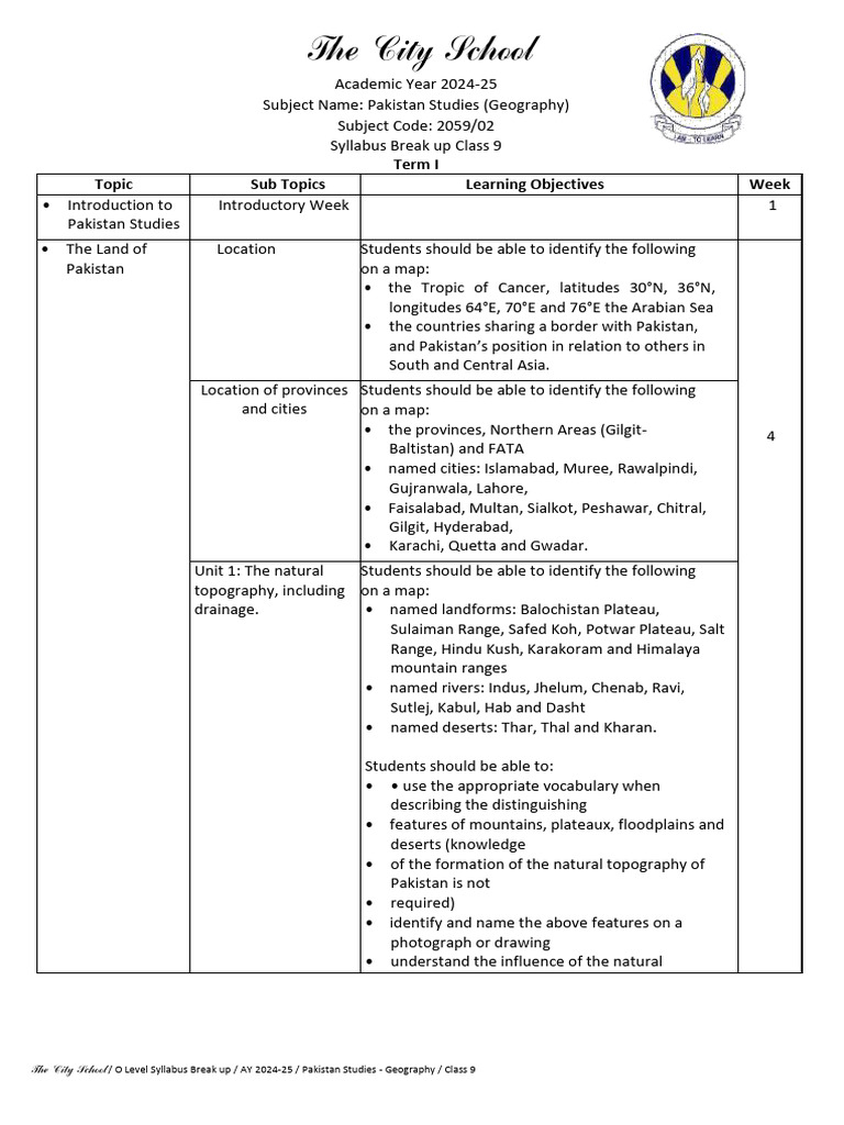 Pakistan studies geography class 9 ay 2024 25 pdf pdf