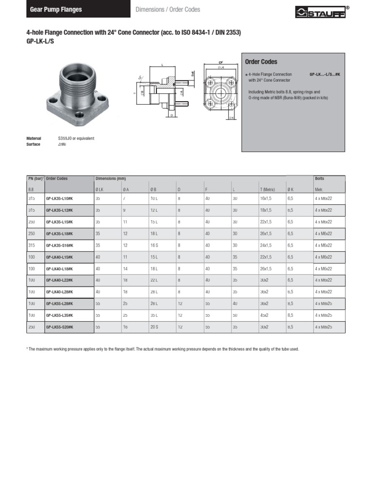 Gear Pump Flange Specifications and Codes | PDF | Screw | Joining