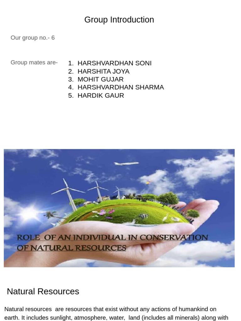 Role of An Individual in Conservation of Natural Resources | PDF