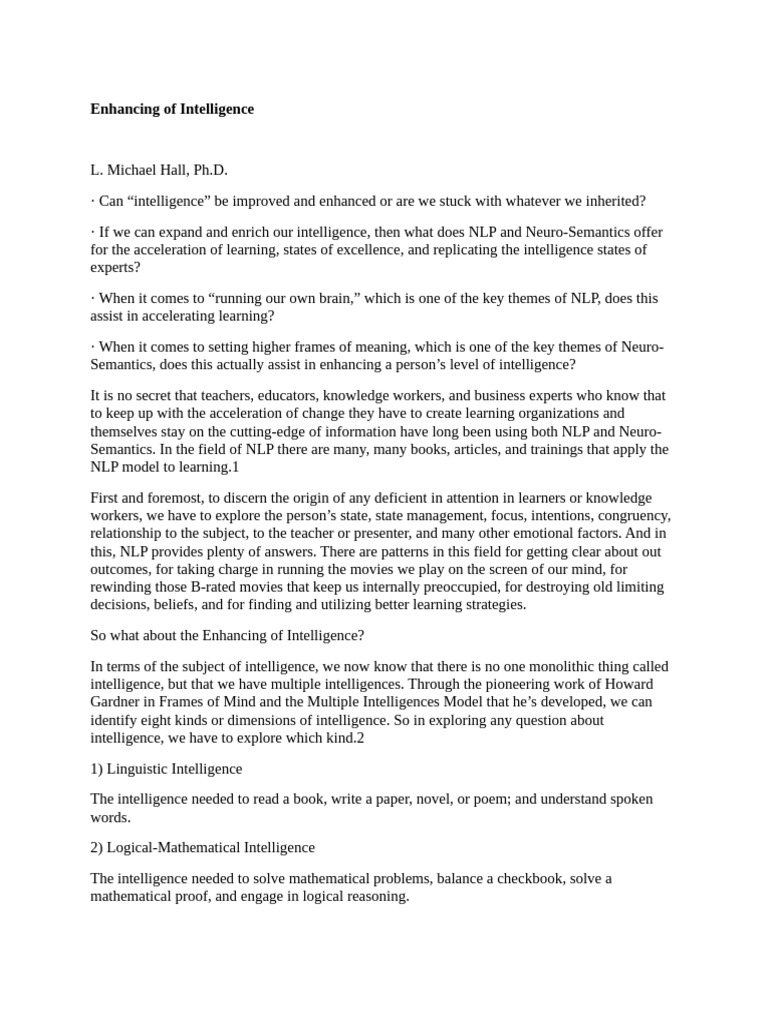 Enhancing of Intelligence | PDF