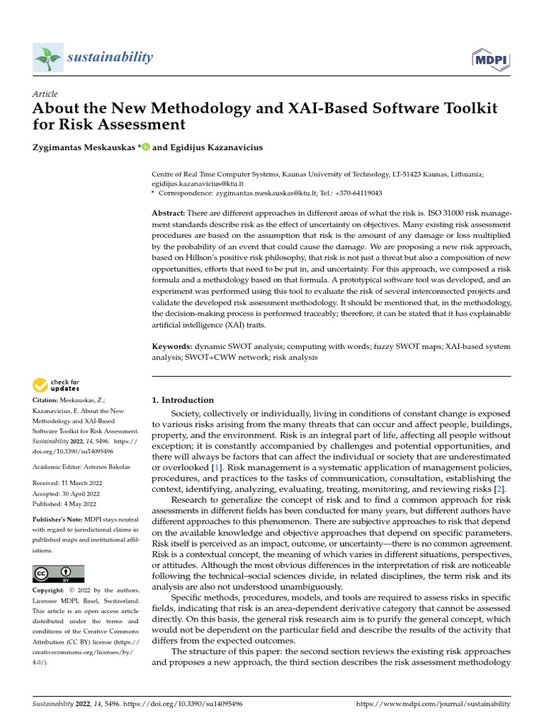 About The New Methodology and XAI-Based Software Toolkit For Risk ...