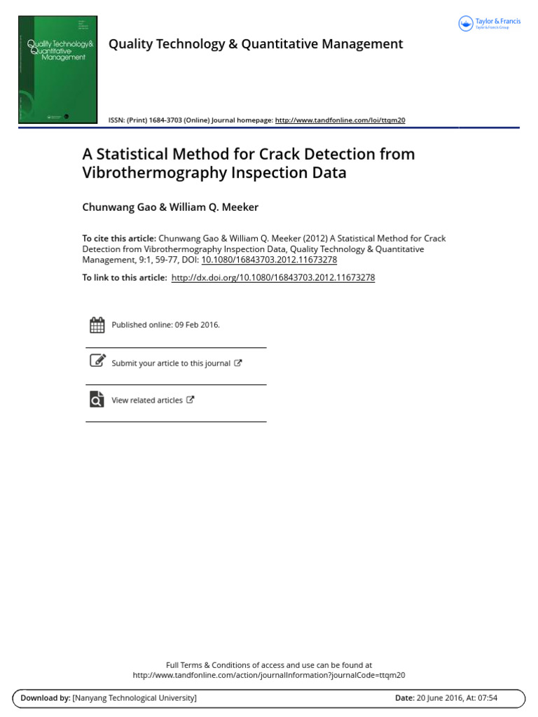 Statistical Method For Crack Detection From VT Inspection Data | PDF