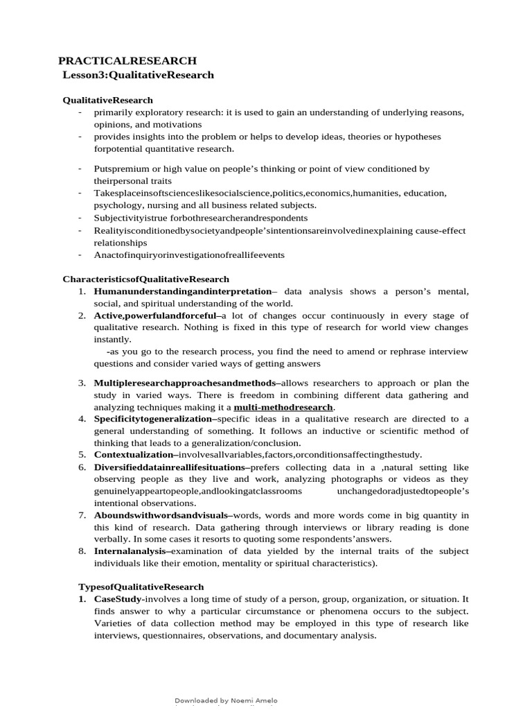 Lesson 3 Qualitative Research | PDF