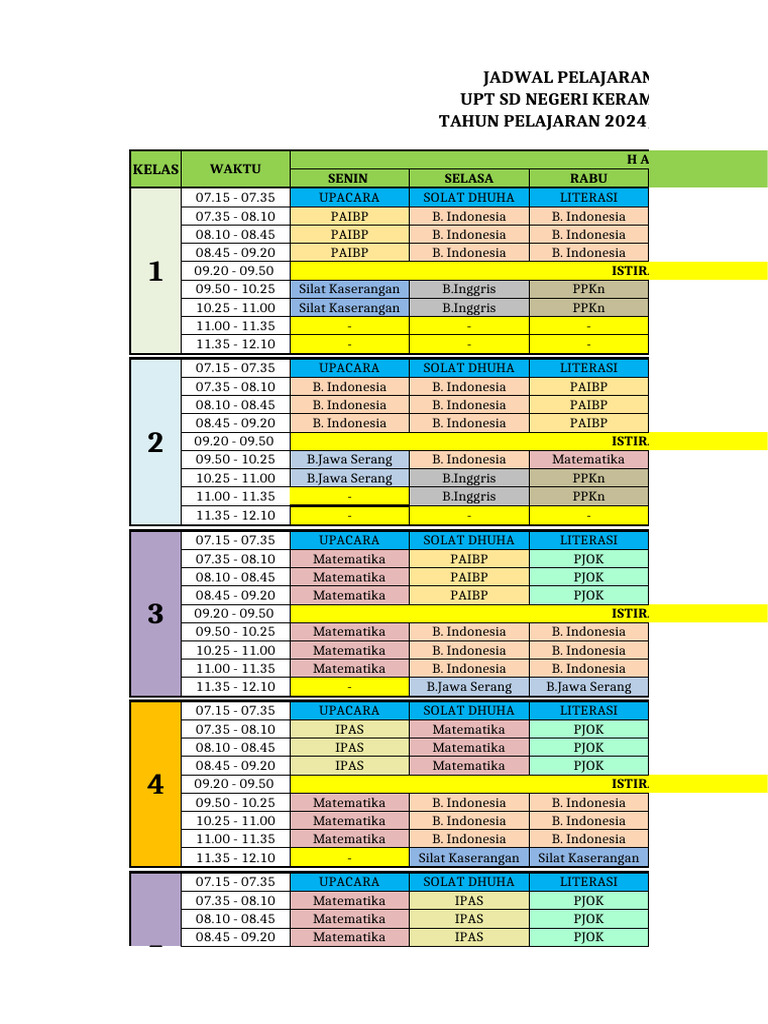 Jadwal Pelajaran Baru - Fix | PDF