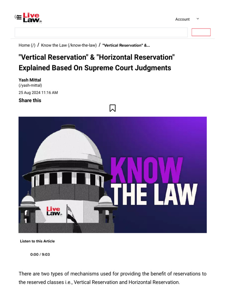 Vertical vs Horizontal Reservation Explained | PDF | Governance | Justice
