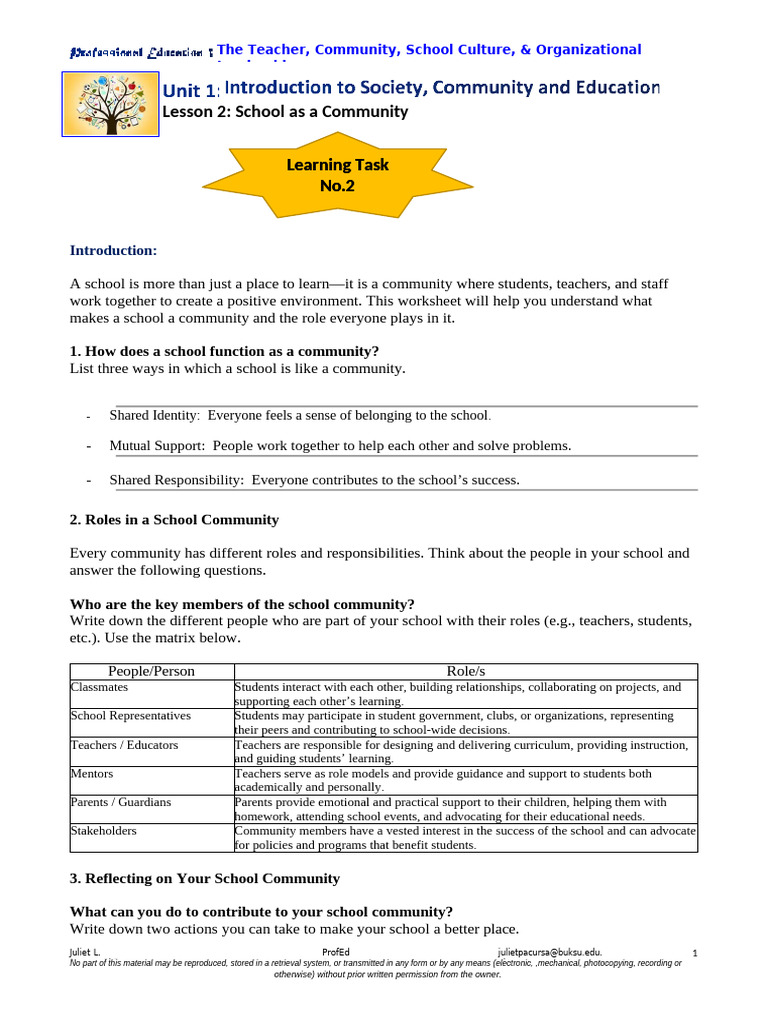 Building a School Community | PDF | Community | Science & Mathematics