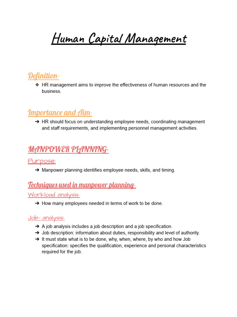Unit 7 - Human Capital Management | PDF
