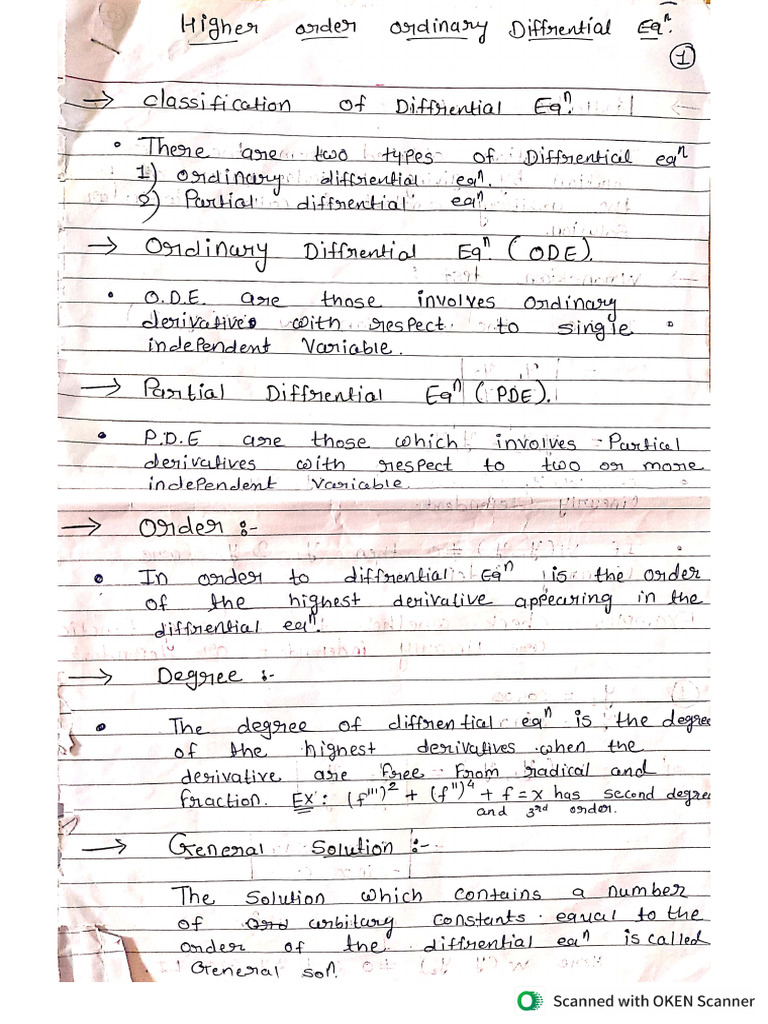 Higher Order Ordinary Diffrential Equation Pdf