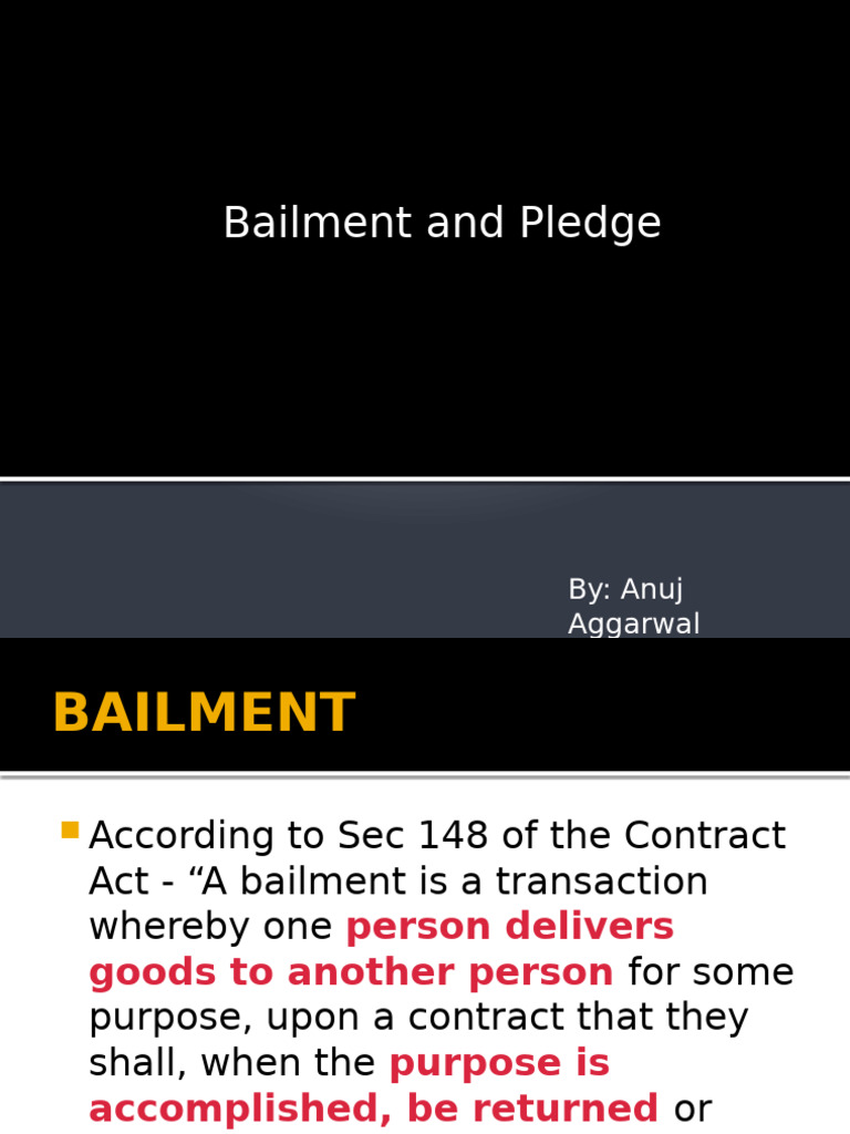 Bailment and Pledge | PDF