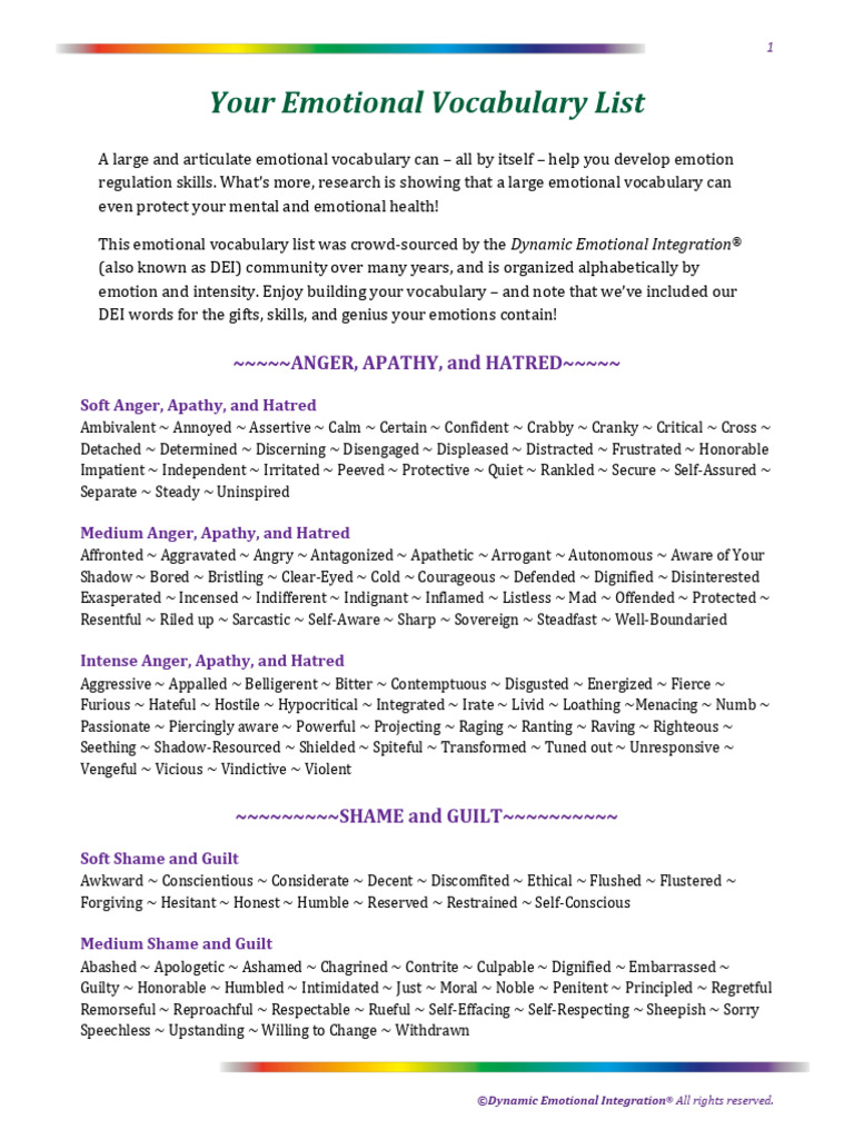 Emotional-Vocabulary-List | PDF