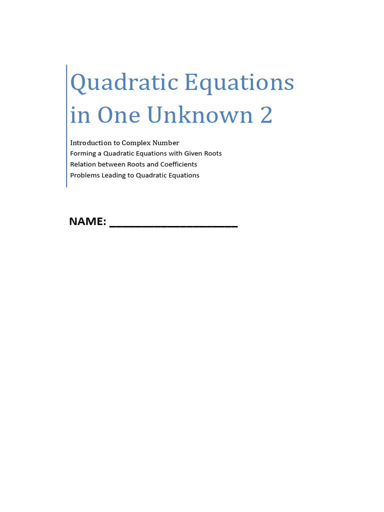 Complex Numbers and Quadratic Equations | PDF | Complex Number ...