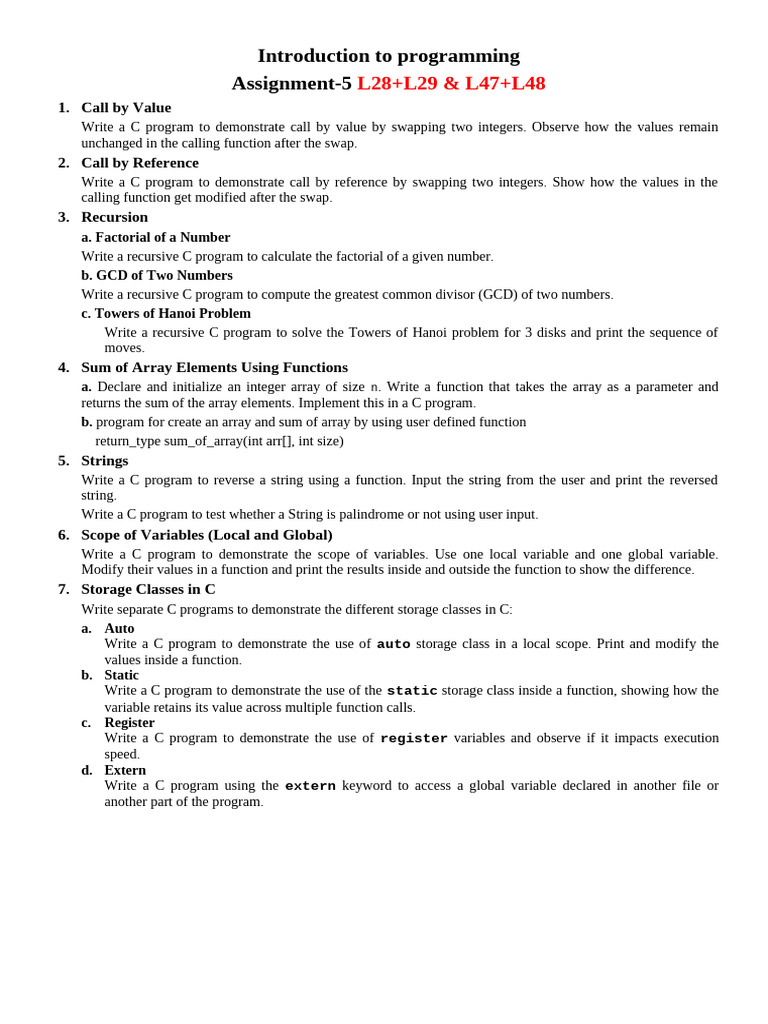 Assignment-5 Introduction To Programming | PDF