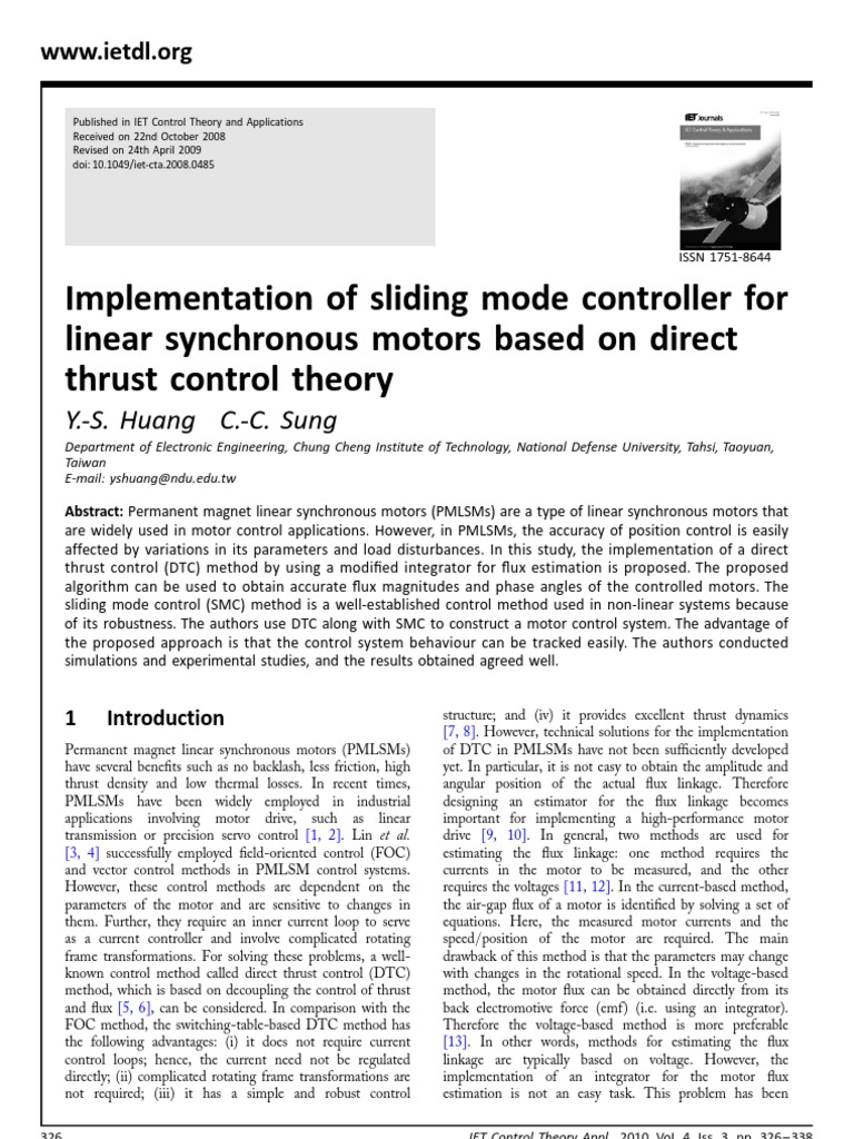 Sliding Mode Control for PMLSMs | PDF | Control Theory | Electric Motor
