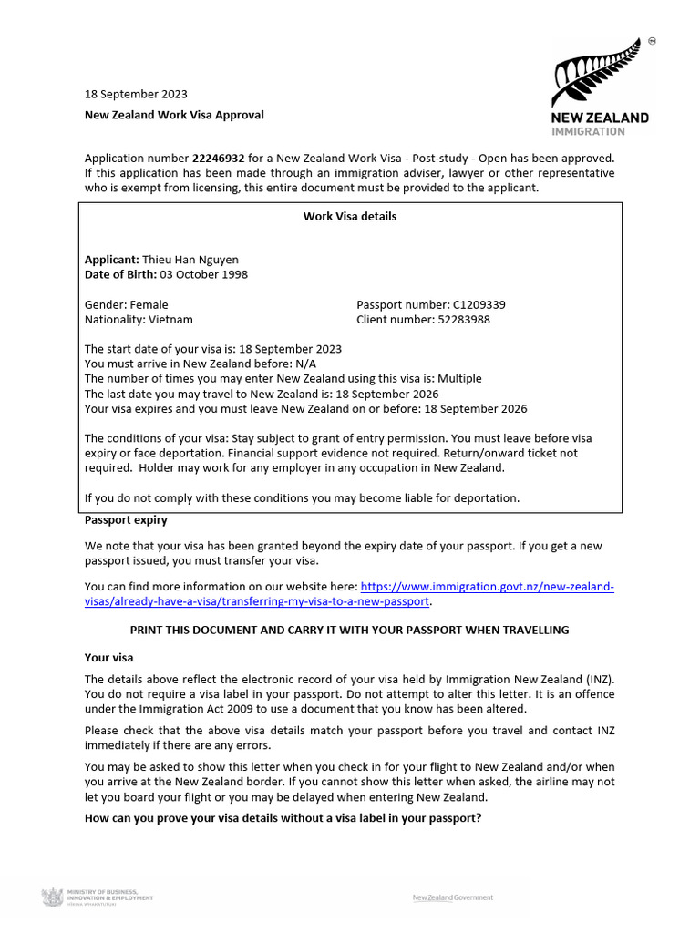 Letter From Immigration New Zealand | PDF