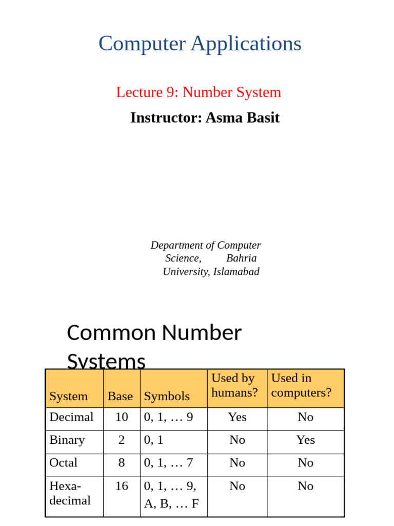 Lecture 9 - 10 Number System 09102024 115449am | PDF