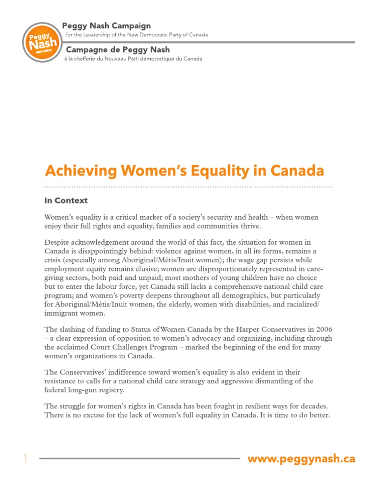 Women's Equality Action Plan for Canada | PDF | Welfare | Gender Equality