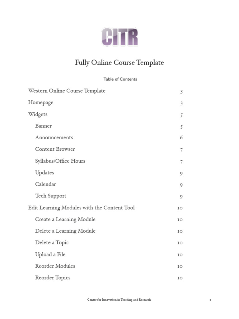 Online Course Template Instructions | PDF
