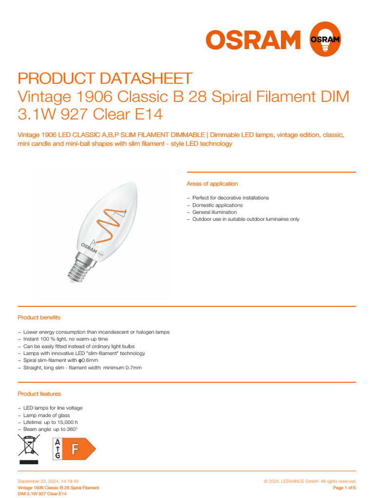 Vintage 1906 Classic B 28 Spiral Filament E14 | PDF