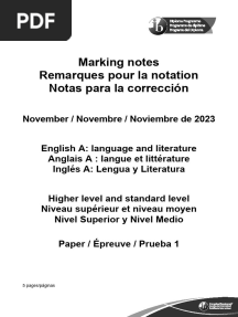English A Language and Literature Paper 1 TZ2 HLSL Markscheme Nov 2023