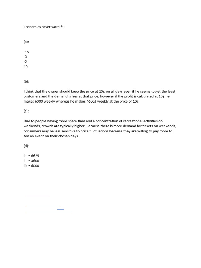 Economics Cover Work #3 | PDF