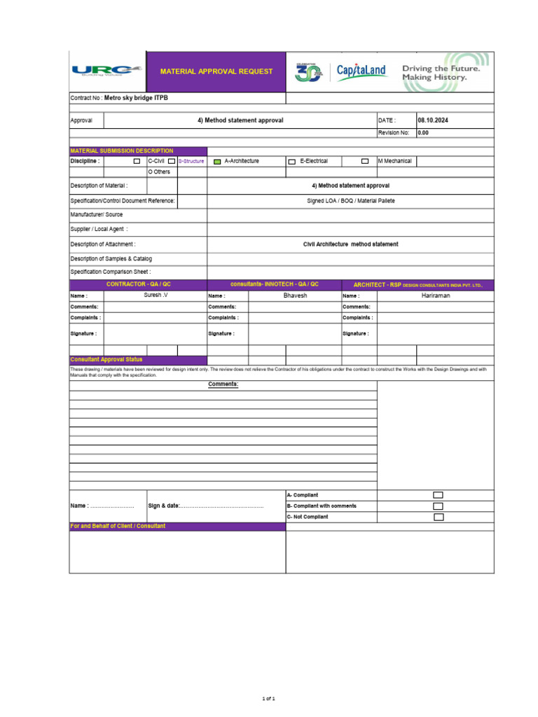 Method Statement For Civil Architecture | PDF