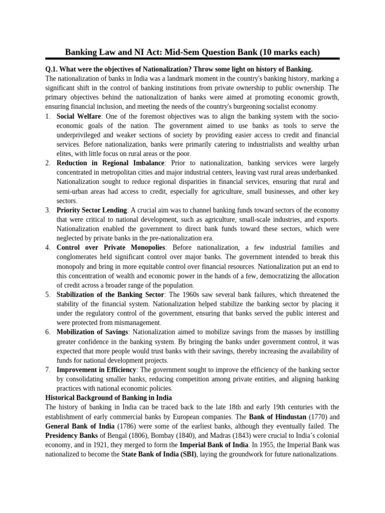 Banking & Finance Mid Semester Notes | PDF | Reserve Bank Of India ...
