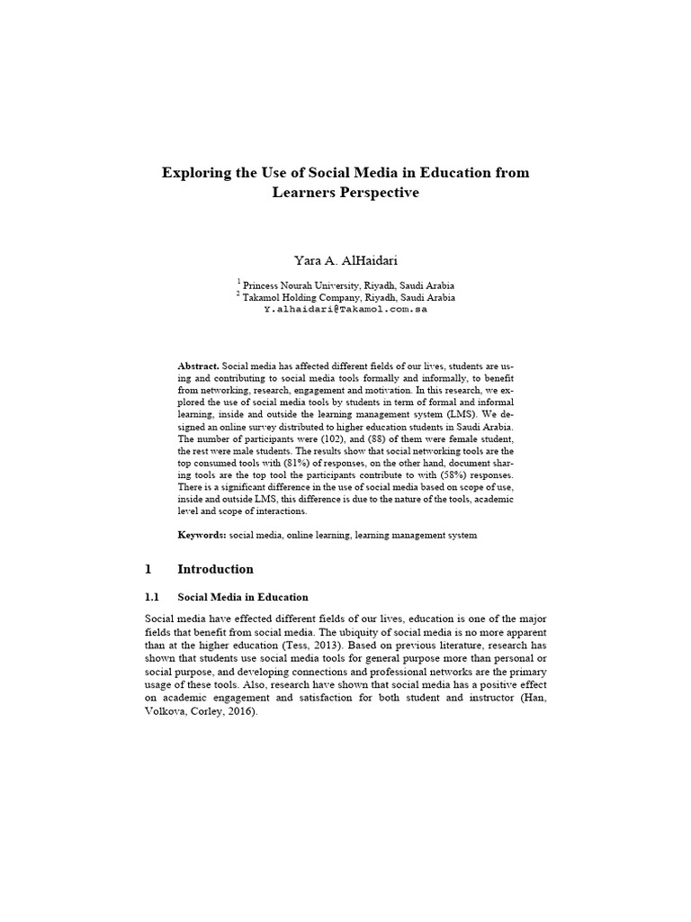 Exploring The Use of Social Media in Education From Learners ...
