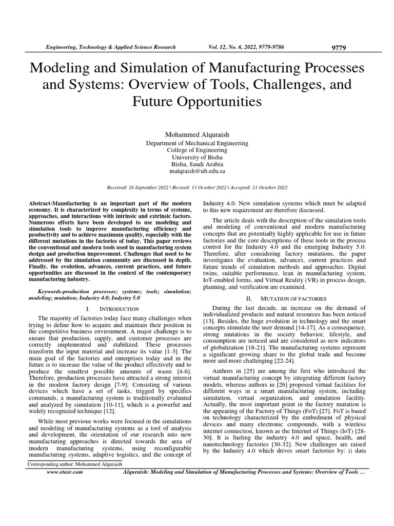 Modeling and Simulation of Manufacturing Processes | PDF