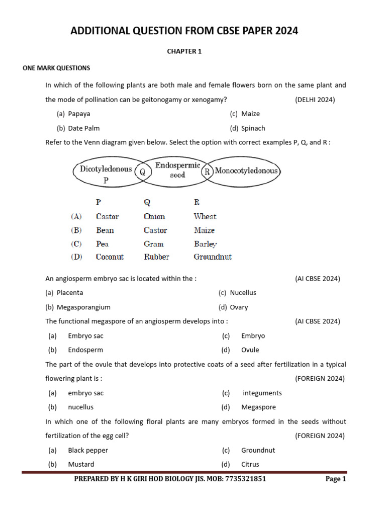 Additional Question From Cbse Paper 2024 | PDF