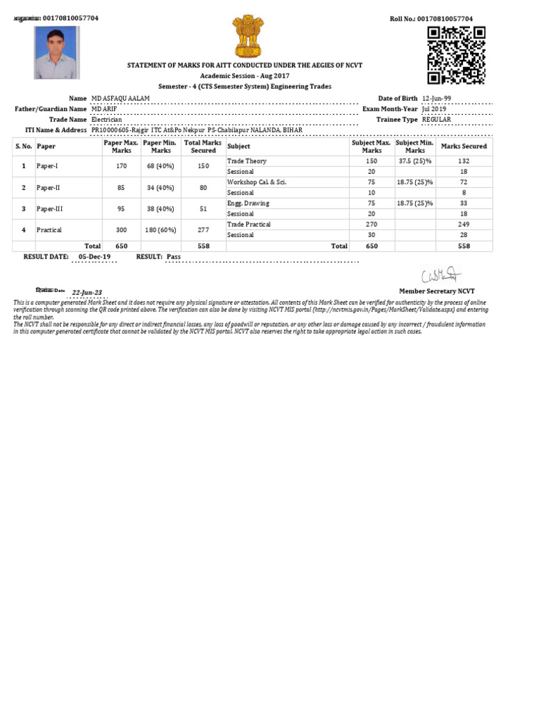Marksheet R170810057704 4 | PDF