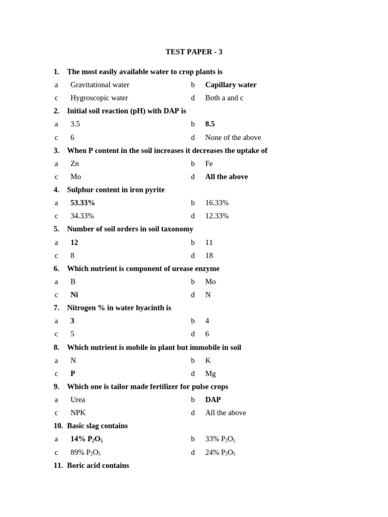 Test Paper 3 Pdf