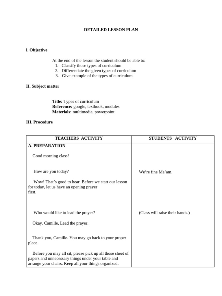 Detailed Lesson Plan | PDF