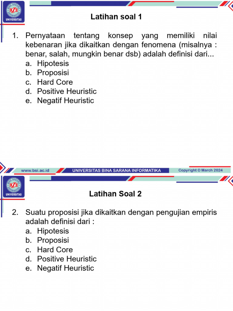 Soal Latihan Pertemuan 1 | PDF