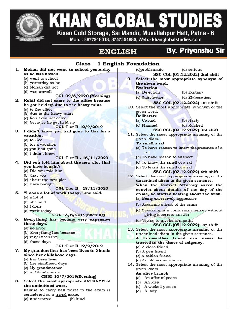 English Class 01 Pdf Pdf