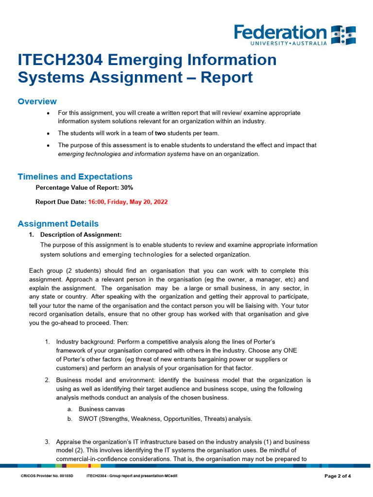 ITECH2304 Report 2022sem1 - v3 | PDF