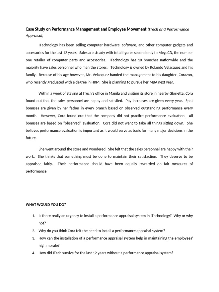 Case Study On Performance Management and Employee Movement | PDF ...